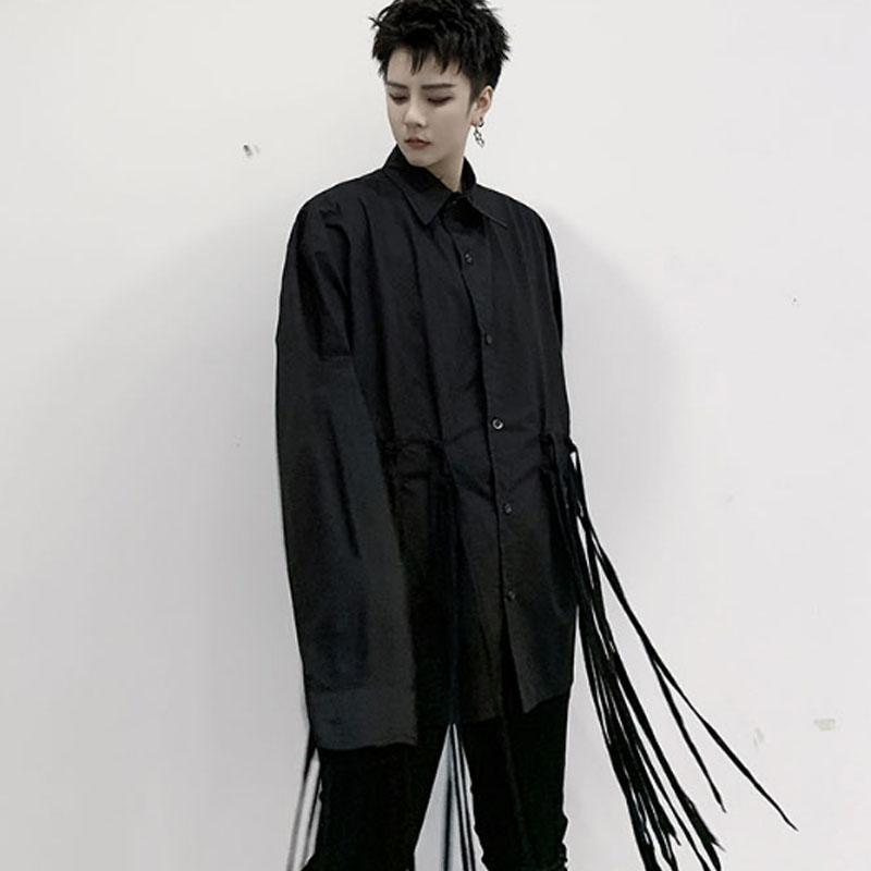 Homem estilo japão casual solto camisa de manga longa masculina fita streetwear hip hop preto escuro camisa roupas palco, Black
Homem estilo japão casual solto camisa de manga longa masculina fita streetwear hip hop preto escuro camisa roupas palco, Black