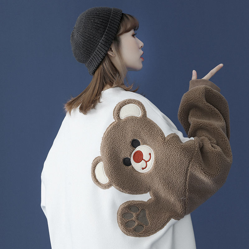 New Woman Embroidered Bear Printed Hoodie Thicken Warm Sweatshirts 2021 Fashion Korean Streetwear Male Clothing 0327, White
New Woman Embroidered Bear Printed Hoodie Thicken Warm Sweatshirts 2021 Fashion Korean Streetwear Male Clothing 0327, White