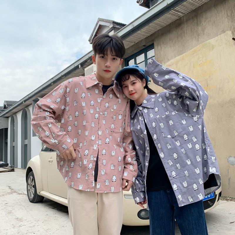 2020 Spring And Autumn New Cartoon Printed Long-sleeved Shirt men Fashion Casual Loose Couple Coat Jacket Blue / Pink -XL
2020 Spring And Autumn New Cartoon Printed Long-sleeved Shirt men Fashion Casual Loose Couple Coat Jacket Blue / Pink -XL