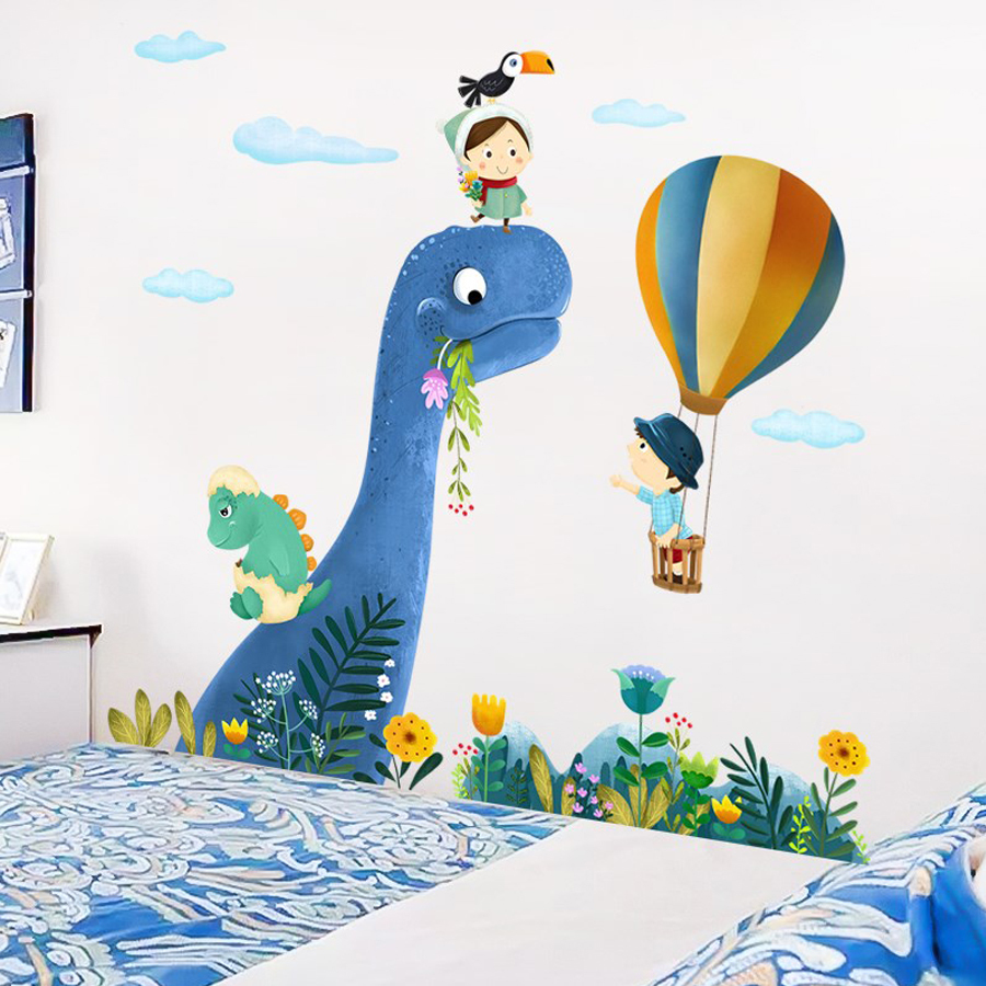 Cartoon Large Dinosaur Wall Stickers For Kids Rooms Home Decor Baby Room Nursery Animal Wall Decal Vinyl Art Poster LJ201128