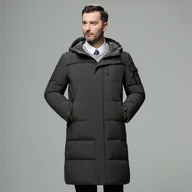 New White Jacket Men Winter Thick Warm Hooded Long Parka Coat Overcoat Mens Fashion Duck Down Windbreaker Solid 201223