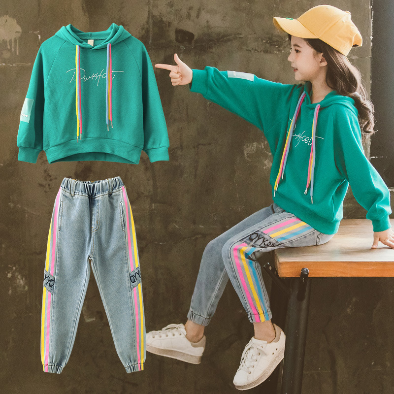 Children's Sports Suit Hoodies Jeans Tracksuit For Children Toddler/baby Girl Fall Clothes Kids Outfit School Costume For GirlsX1019