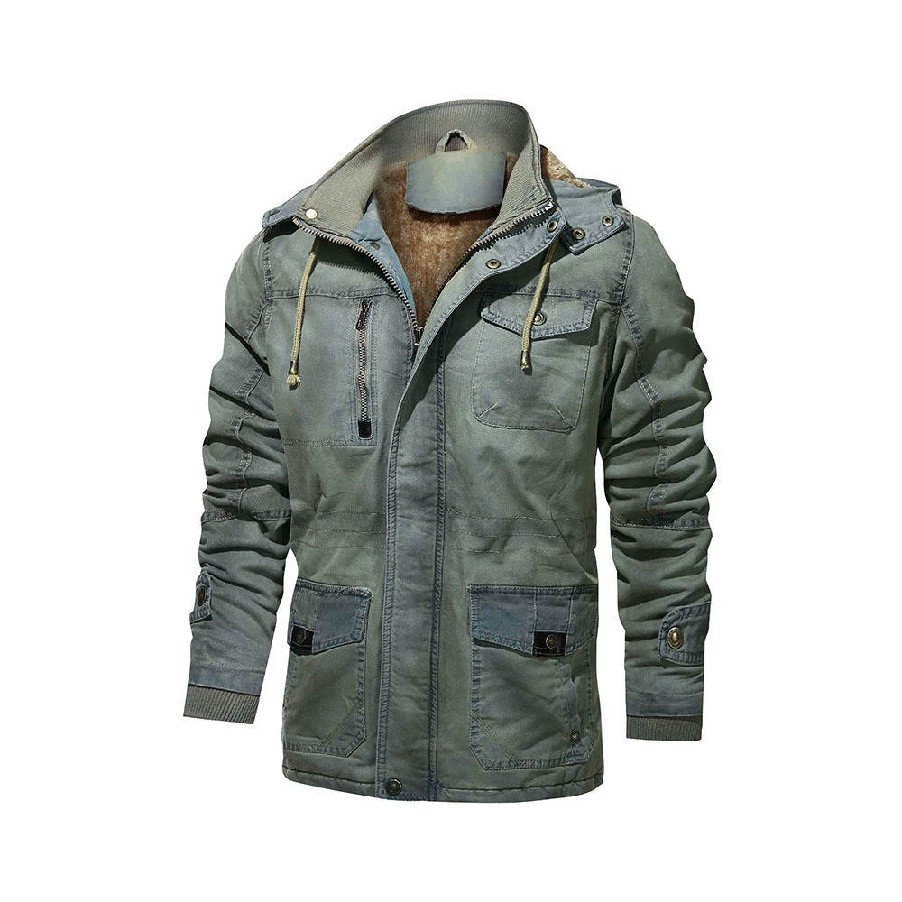 Men Vintage Pure Cotton Jacket Military Coat Fashion Mens Winter Thicken Warm Parkas Casual Outdoor Cotton Padded Outerwear 201128