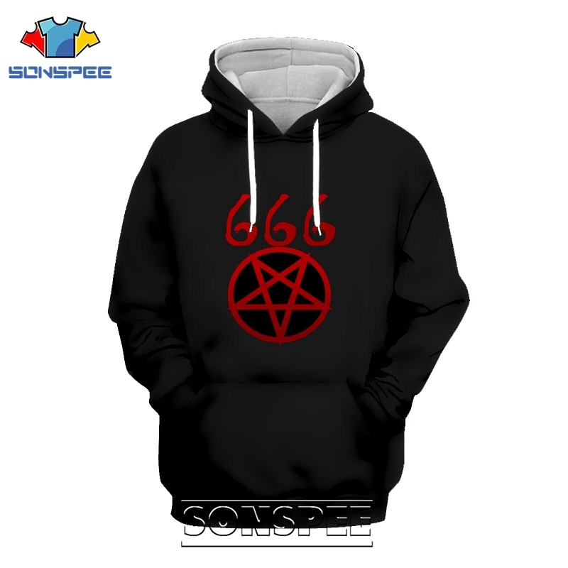 SONSPEE 3D Print Satan Hoodie Men Women Casual Demon Coat Streetwear Hip Hop Pullover Tops Death Evil Satanic Sweatshirt 201020