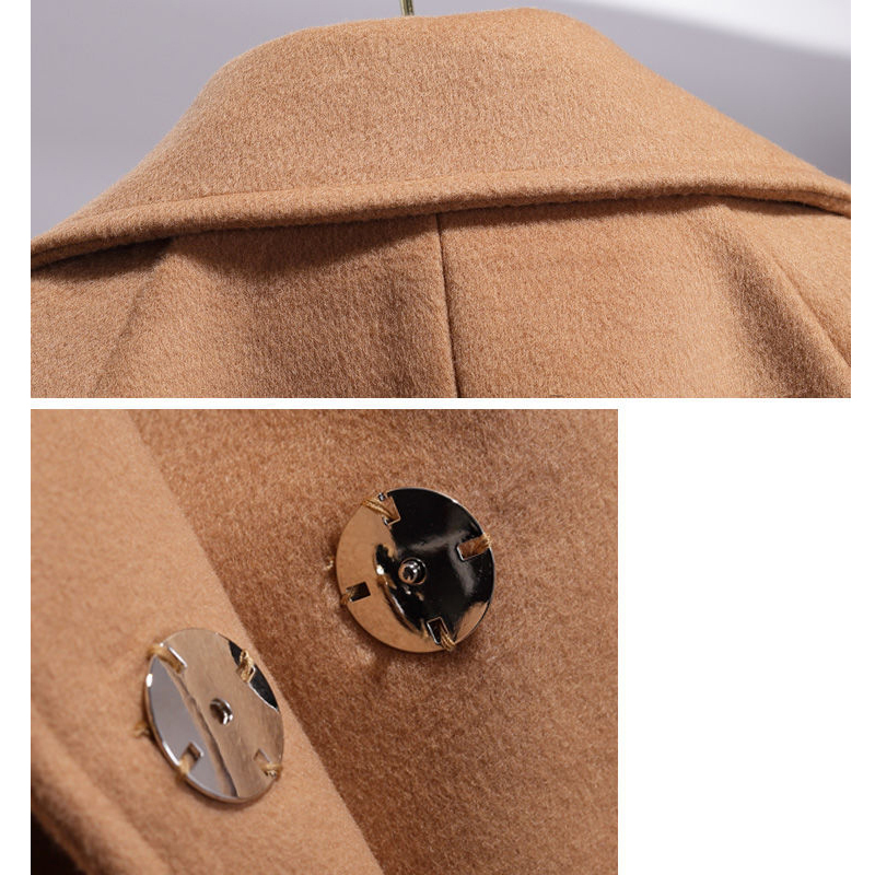 Ly Varey Lin Women Short Woolen Coat Belt Jacket Turn-down Collar Casual Loose Woolen Trench Coats Female Plus Size Outerwear 201030