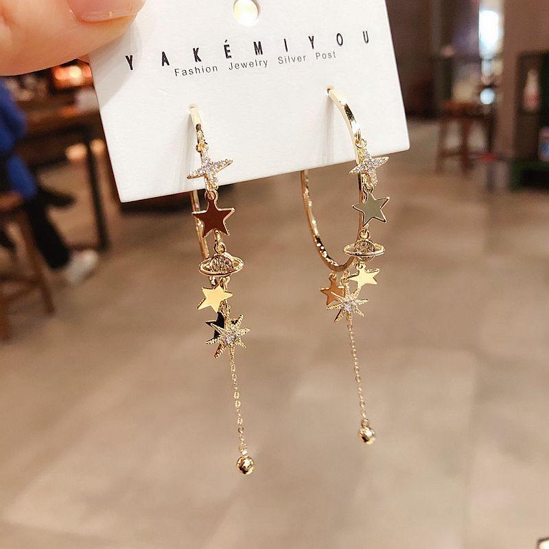 High-end CZ Crystal Star Pendant Large Hoop Earrings for Women Gold Color Cubic Zircon Jewelry
High-end CZ Crystal Star Pendant Large Hoop Earrings for Women Gold Color Cubic Zircon Jewelry