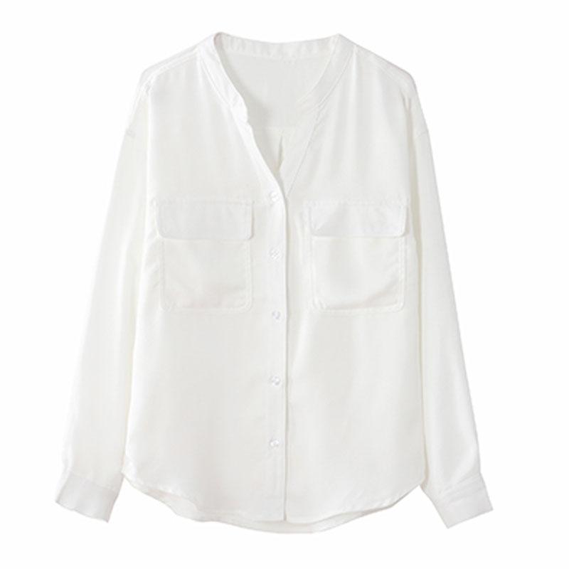 Long Sleeve White Blouse Women Clothes Blouses V-Neck Pocket Chiffon Blouse Shirt Women Blusas Mujer De Moda 2020 D527
Long Sleeve White Blouse Women Clothes Blouses V-Neck Pocket Chiffon Blouse Shirt Women Blusas Mujer De Moda 2020 D527