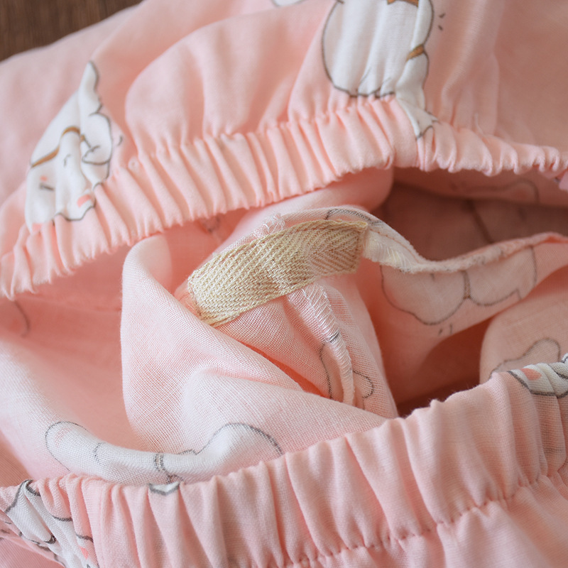 New Ladies Cartoon Cat Print Kimono Trousers Pajamas Suit Cotton Home Service Bath Steamed Clothes Women's Pajama Pants T200429