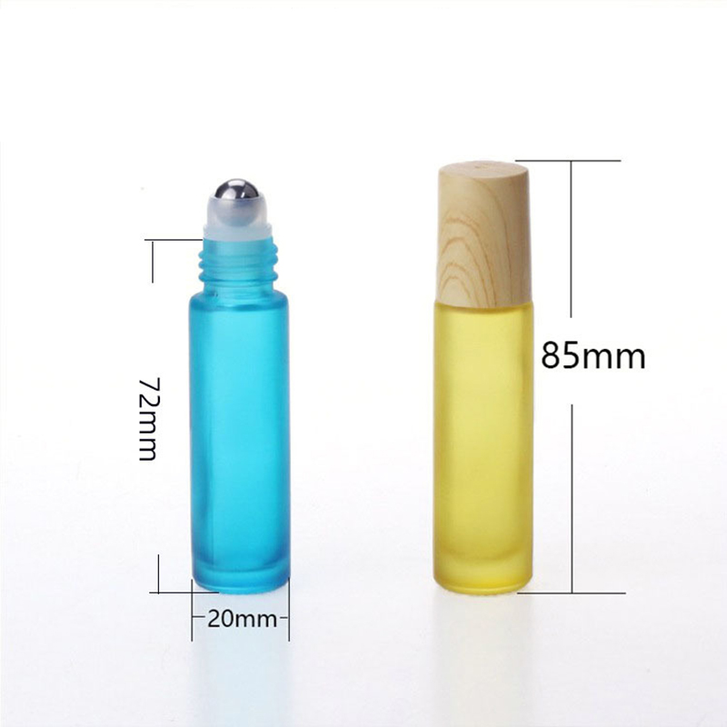 10ML Printed Glass Roller Bottles Travel Portable Perfume Essential Oil Bottle Mini Macaron Color Empty Bottling