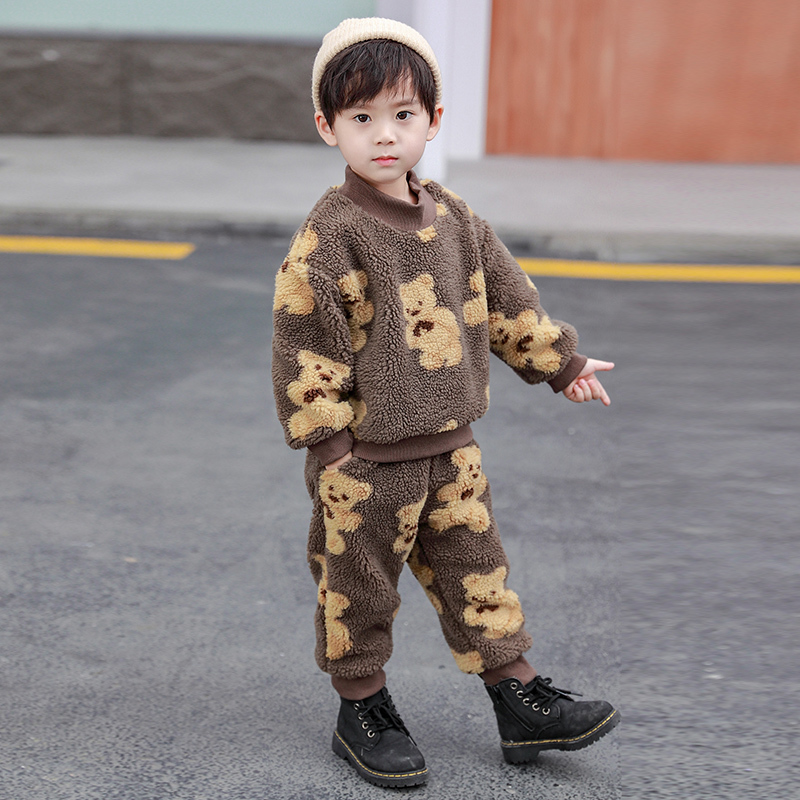 Boys Girls Winter Thick Cartoon Cute 2 To 9 Years O-neck Boutique Clothing Halloween Fashion Korean High Quality Children SetsX1019