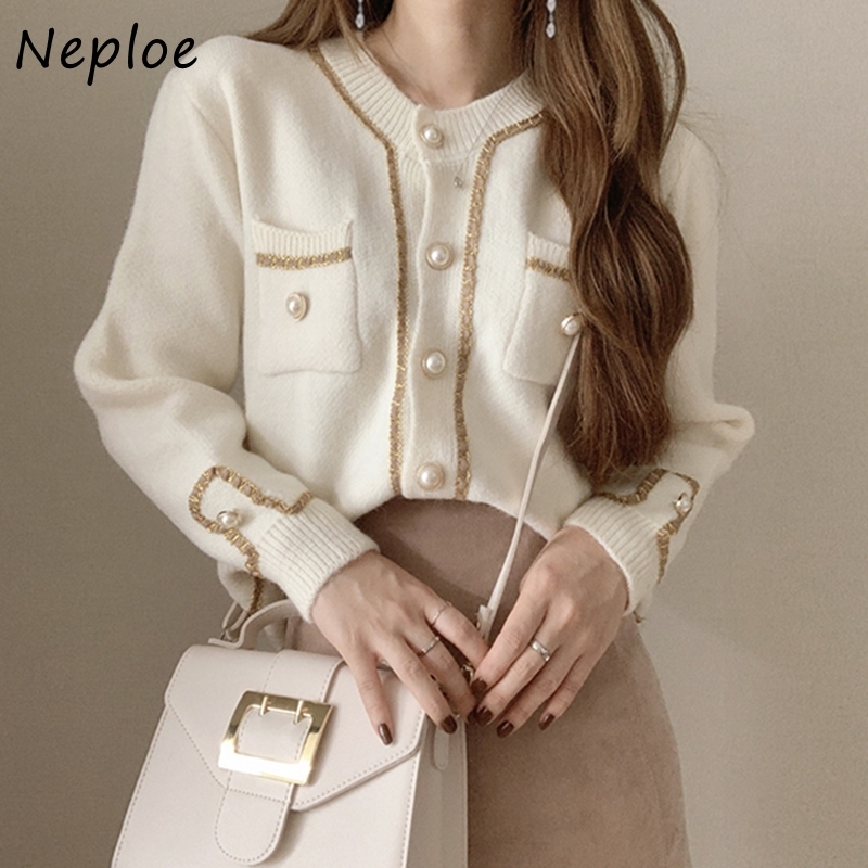 Neploe Autumn Chic Pearl Button Sweaters Fashion Simple Cardigans Women O-neck Casual All-match Double Pockets Coat 1G715 201203, Black
Neploe Autumn Chic Pearl Button Sweaters Fashion Simple Cardigans Women O-neck Casual All-match Double Pockets Coat 1G715 201203, Black