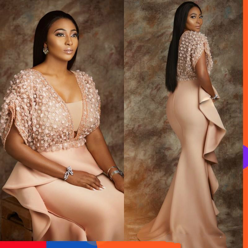 Luxury Mermaid Formal Evening Gowns Deep V-Neck Floral Applique Beads Short Sleeves Prom Dresses Sexy Stylish AsoEbi Celebrity, Same as picture
Luxury Mermaid Formal Evening Gowns Deep V-Neck Floral Applique Beads Short Sleeves Prom Dresses Sexy Stylish AsoEbi Celebrity, Same as picture