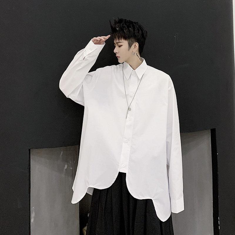 Male Japan Streetwear Style Gothic White Black Shirt Couple Hip Hop Shirt Men Arc Hem Long Sleeve Casual Shirts, 3911
Male Japan Streetwear Style Gothic White Black Shirt Couple Hip Hop Shirt Men Arc Hem Long Sleeve Casual Shirts, 3911