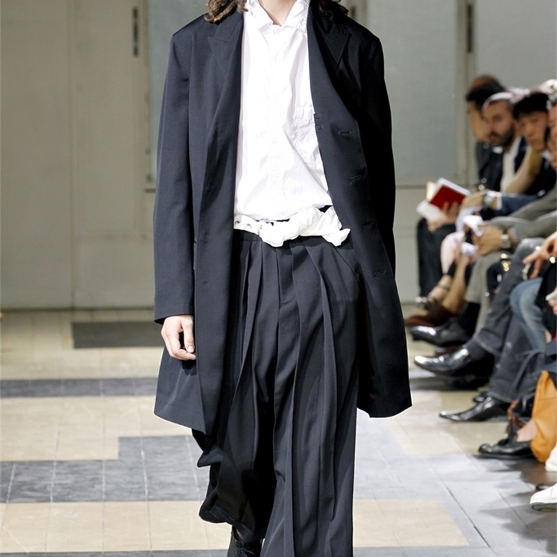European and American skirt Yamamoto Yoshiji wide leg catwalk trendy men's loose casual pants cropped 201109