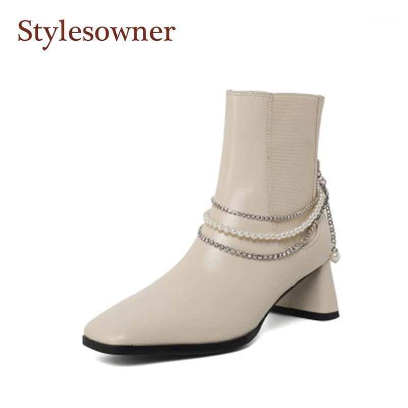 Pearl Rhinestone Chain Short Boots Niche Thick Heel Fashion Boots New Korean Style Real Leather Square Toe Mid Heel Women1, White
Pearl Rhinestone Chain Short Boots Niche Thick Heel Fashion Boots New Korean Style Real Leather Square Toe Mid Heel Women1, White