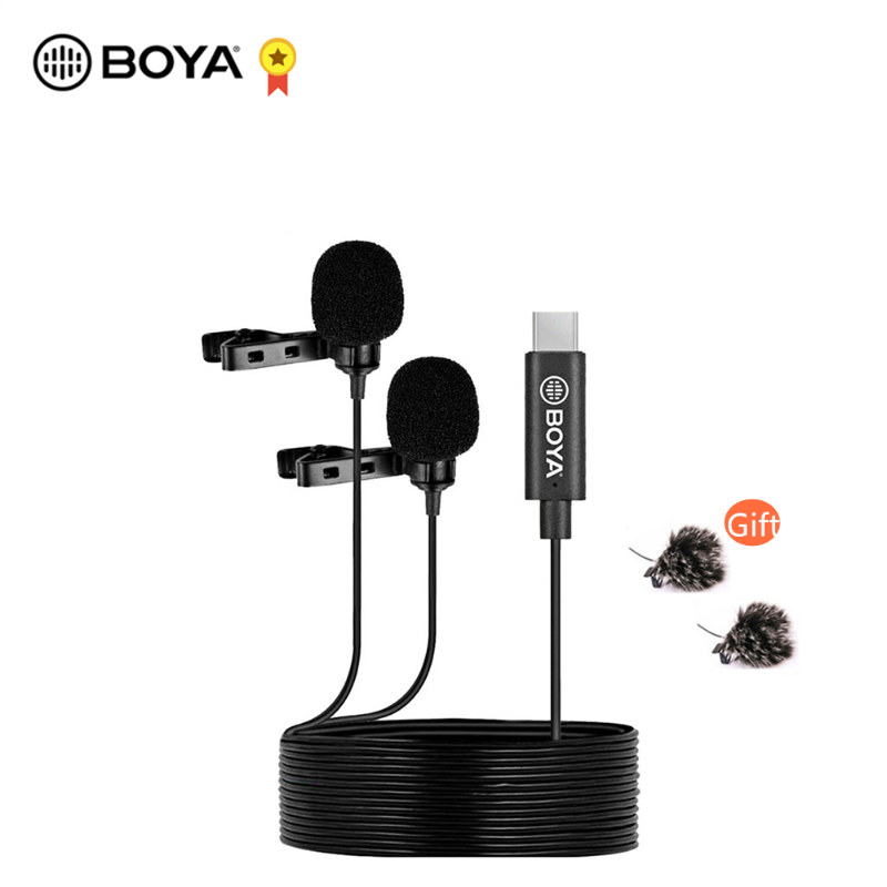 BOYA BY-M3D Dual Head Lapel Microphone Omnidirectional with 6 Meters Cable Compatible with Type-C Interface for smartphone
BOYA BY-M3D Dual Head Lapel Microphone Omnidirectional with 6 Meters Cable Compatible with Type-C Interface for smartphone