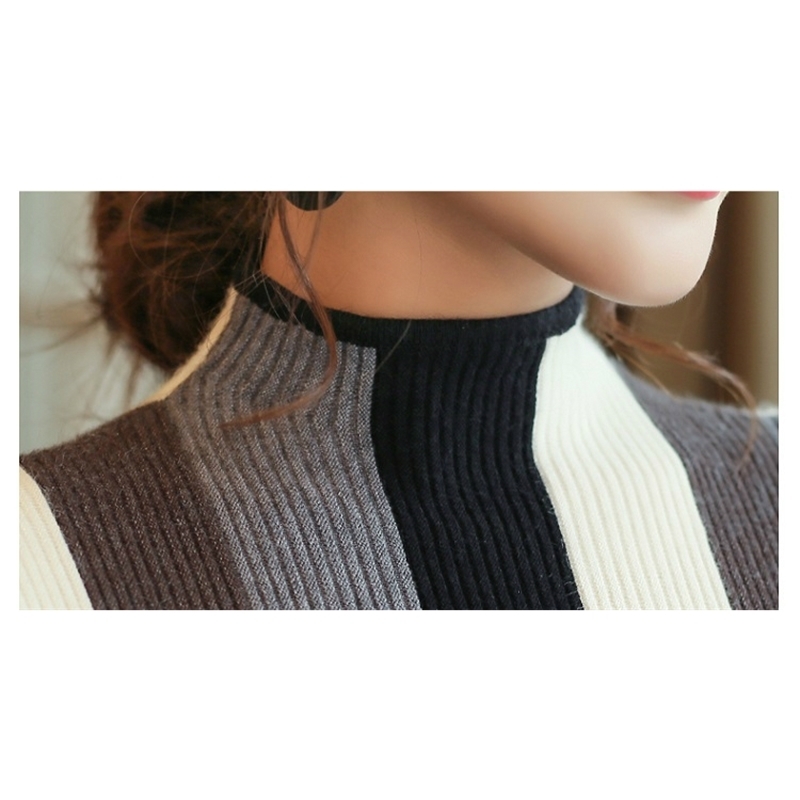 new Autumn Knit turtleneck sweater women cloth fashion long sleeve pullovers women sweater striped knitted sweater 1327 45 201109