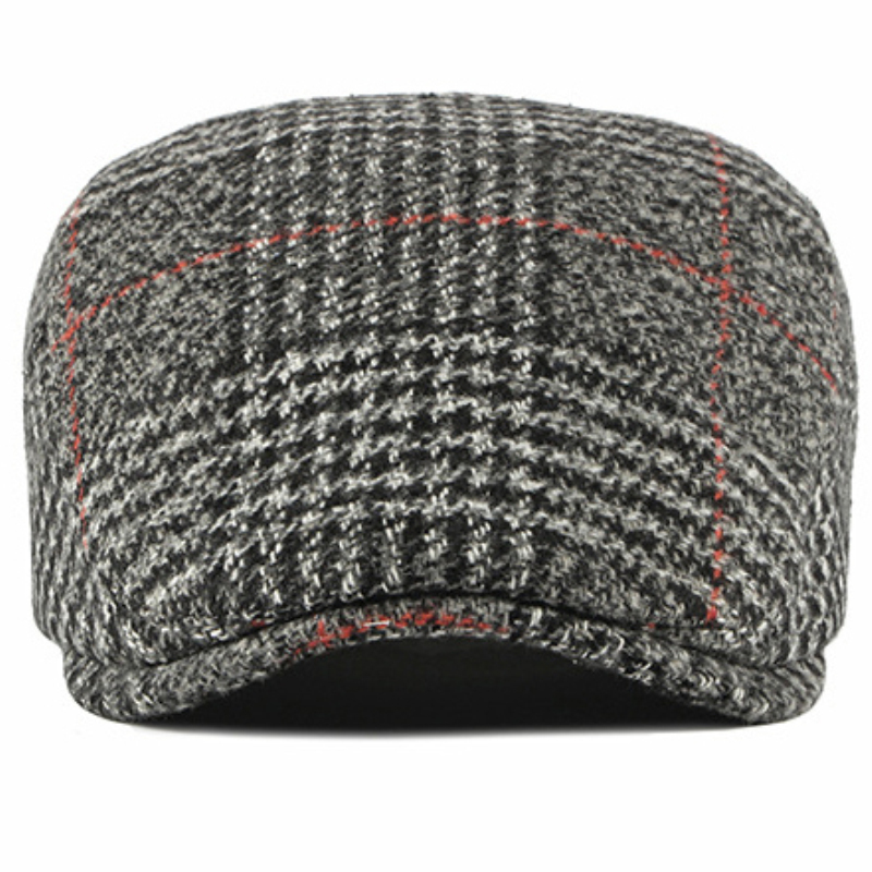 HT2701 Beret Cap Autumn Winter Wool Hat Vintage Plaid Men Women Berets Adjustable Retro Ivy Newsboy Flat Cap Artist Painter Hat 201026
