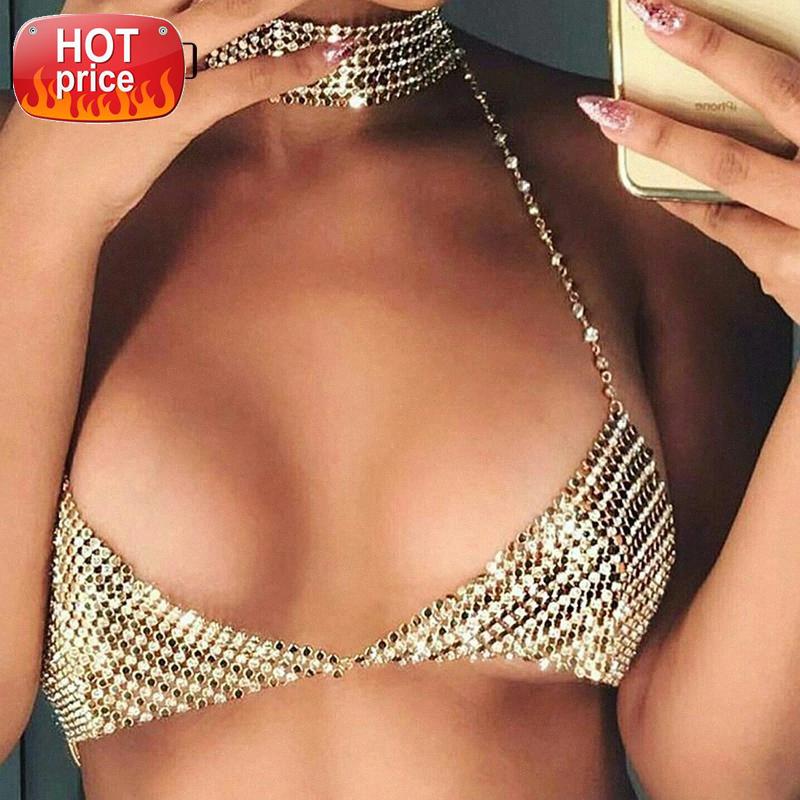 AKYZO 2017 Women Halter Handmade Rhinestones Bling Tank Tops Shiny Beach Bralette Party Club Gold Metal Diamond-Studded Camis #GZ3b, White
AKYZO 2017 Women Halter Handmade Rhinestones Bling Tank Tops Shiny Beach Bralette Party Club Gold Metal Diamond-Studded Camis #GZ3b, White