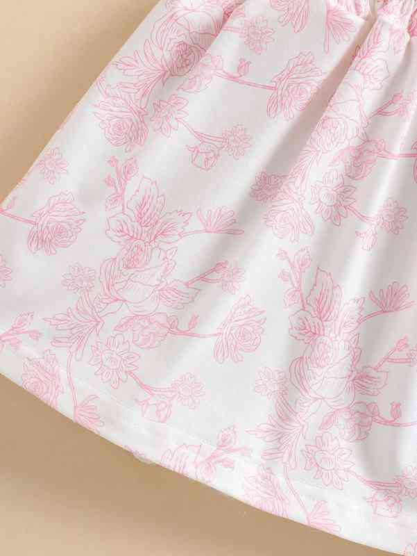 Baby Floral Print Knot Shoulder Shirred Cami Dress SHE