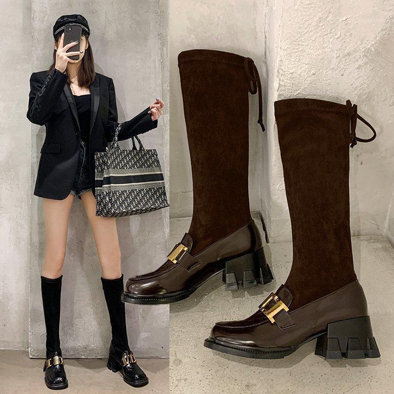 2020 autumn and winter new square toe woven upper stockings boots thick heel high heel women's shoes female1, Black
2020 autumn and winter new square toe woven upper stockings boots thick heel high heel women's shoes female1, Black