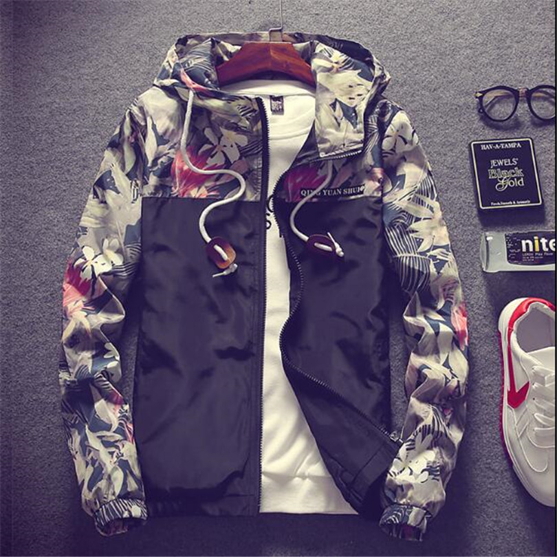 Floral Bomber Jacket Men Hip Hop Slim Fit Flowers Pilot Bomber Jacket Coat Men's Hooded Jackets Plus Size 4XL T200319