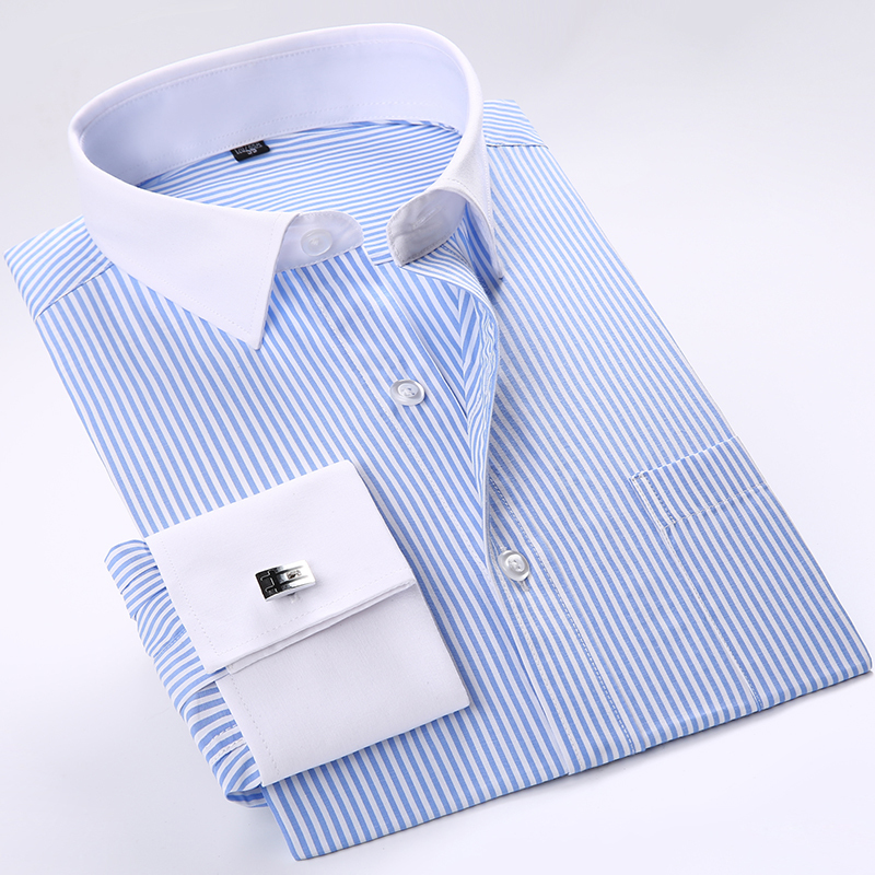 France cufflinks White Collar Tuxedo Shirt Mens formal long sleeve Male dress Shirts Social Printed Fashion Quality with pocket 201124, Fs17
France cufflinks White Collar Tuxedo Shirt Mens formal long sleeve Male dress Shirts Social Printed Fashion Quality with pocket 201124, Fs17