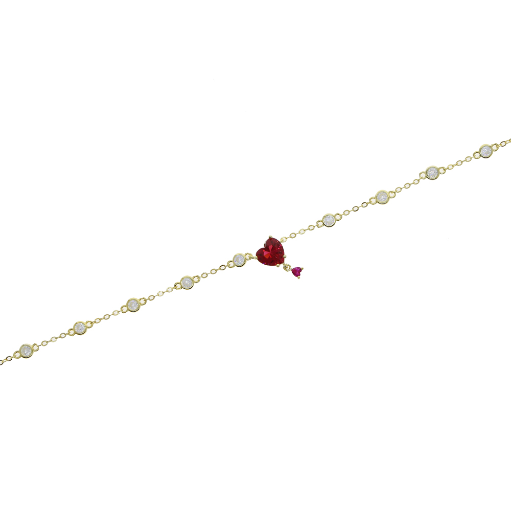 Hot Sale Girlfriend Wedding Heart Necklace with Red Cz Paved Station Chain Choker Necklace for Women Trandy Lady Girl Wholesale 2021