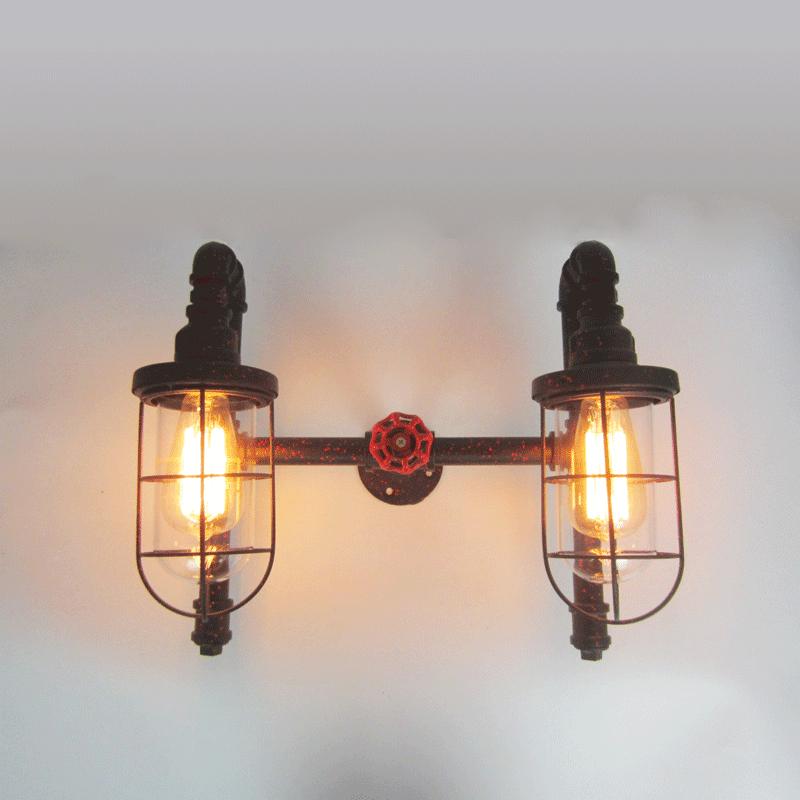 Vintage E27 Creative personality retro iron wall lamp American Village Double head cage Water pipe lamp loft Edison wall light
Vintage E27 Creative personality retro iron wall lamp American Village Double head cage Water pipe lamp loft Edison wall light