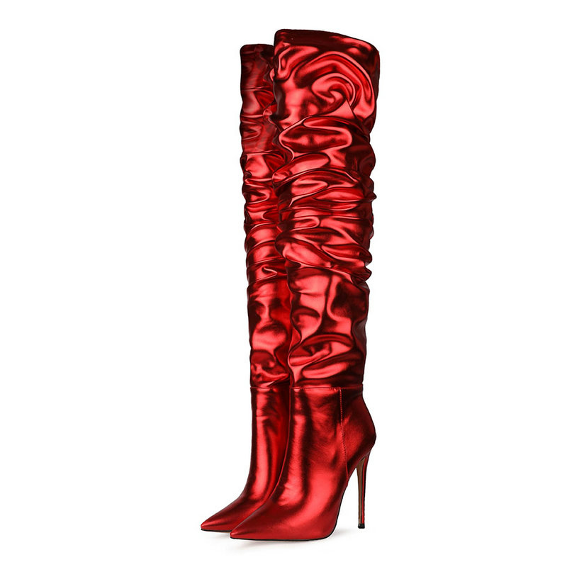 Pleated Brand Women Boots Faux Leather Knee High Boots Fashion Pointed Toe Long Super High Heels ShoesWoman Black, Yellow
Pleated Brand Women Boots Faux Leather Knee High Boots Fashion Pointed Toe Long Super High Heels ShoesWoman Black, Yellow