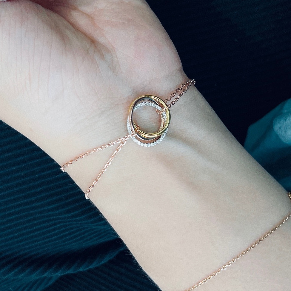 trinity series bracelet diamonds 925 sterling silver 18 K gold bangle official replica jewelry top quality luxury brand classic style highes, Black
trinity series bracelet diamonds 925 sterling silver 18 K gold bangle official replica jewelry top quality luxury brand classic style highes, Black