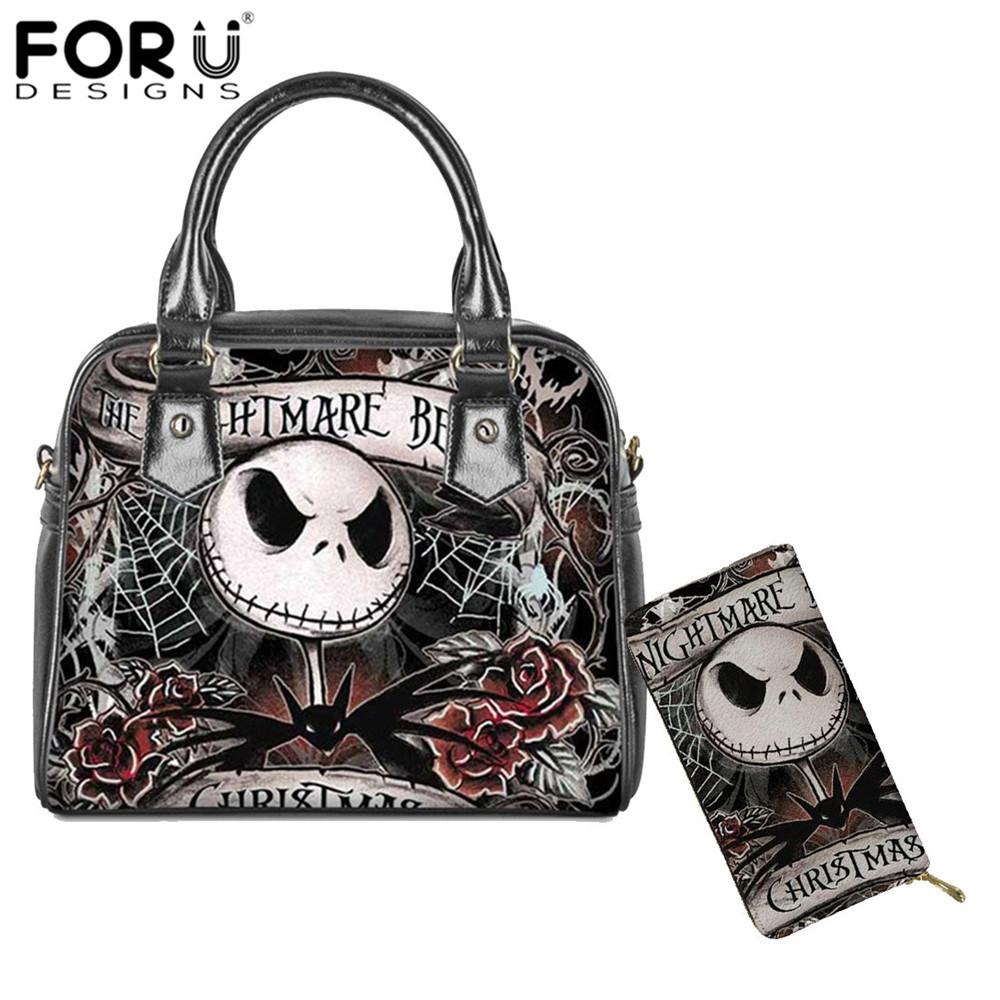 FORUDESIGNS Jack Skellington Luxury Handbags Women Bags Designer Nightmare Before Christmas Print PU Ladies Purse Shoulder Bags C0121
FORUDESIGNS Jack Skellington Luxury Handbags Women Bags Designer Nightmare Before Christmas Print PU Ladies Purse Shoulder Bags C0121