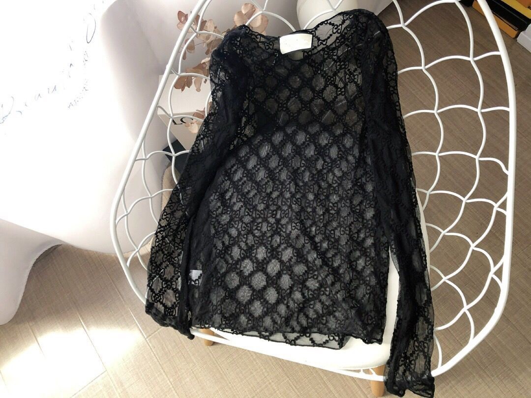 Top quality women tops sexy see-through t-shirts long sleeve ladies letter embroidery lace tees with original tag, Black
Top quality women tops sexy see-through t-shirts long sleeve ladies letter embroidery lace tees with original tag, Black