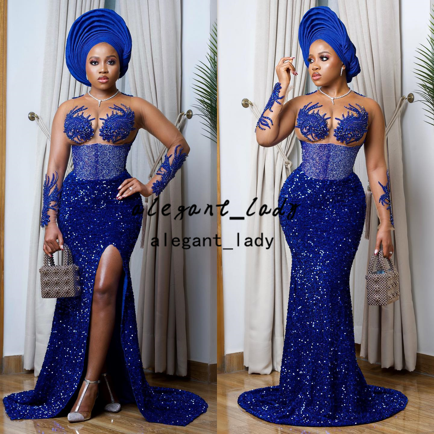Royal Blue Black Sparkly Evening Jumpsuit Dresses Long Sleeve Plus Size African Lace Sequins Aso Ebi Prom Pant Suit koftan doubai robes de soirée
