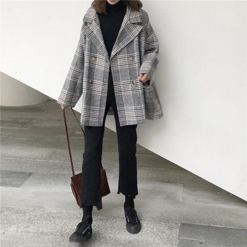 Women Autumn Winter Plaid Trench Coat Long Clothes Overcoat with Cotton Inside Plus Size Manteau Femme Casaco Feminino 201211