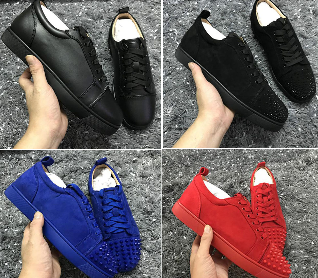Fast Ship out-Wholesale Red Soles Sneaker Brand Designers! Classic Style Red Bottom Men's Junior Spiked Suede Leather Low top sneakers Lover, Black
Fast Ship out-Wholesale Red Soles Sneaker Brand Designers! Classic Style Red Bottom Men's Junior Spiked Suede Leather Low top sneakers Lover, Black