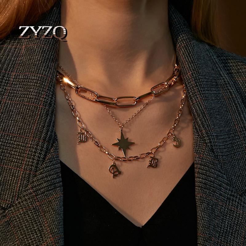 ZYZQ Bohemian Retro Multi-Layer English Pendant Necklace For Women Personality Star Thick Chain Double Clavicle Chain Jewelry
ZYZQ Bohemian Retro Multi-Layer English Pendant Necklace For Women Personality Star Thick Chain Double Clavicle Chain Jewelry