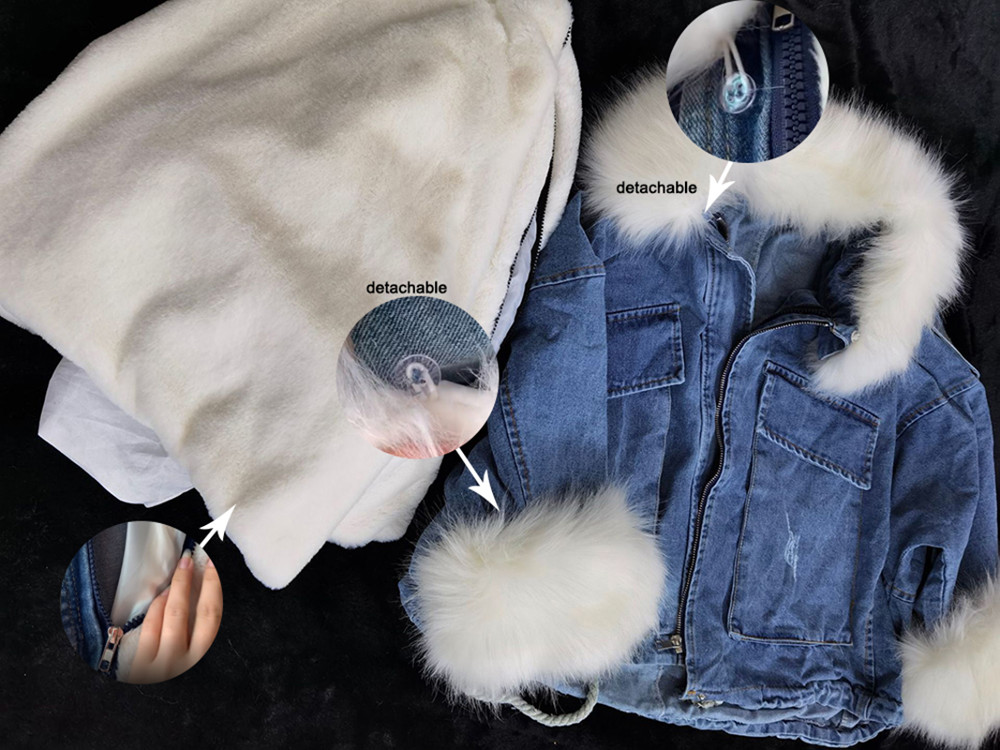 Jean Jacket Women Denim Casual Jacket Women Long Sleeve Short Thick Warm Coats Winter Outwear Office Ladies Solid Streetwear