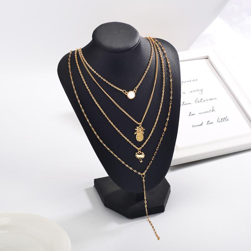 Fashion Multi Layer Necklace For Women Girl Lover's Gold Color Pineapple Coconut Tree Pendant Necklace Engagement Jewelry 2021
Fashion Multi Layer Necklace For Women Girl Lover's Gold Color Pineapple Coconut Tree Pendant Necklace Engagement Jewelry 2021