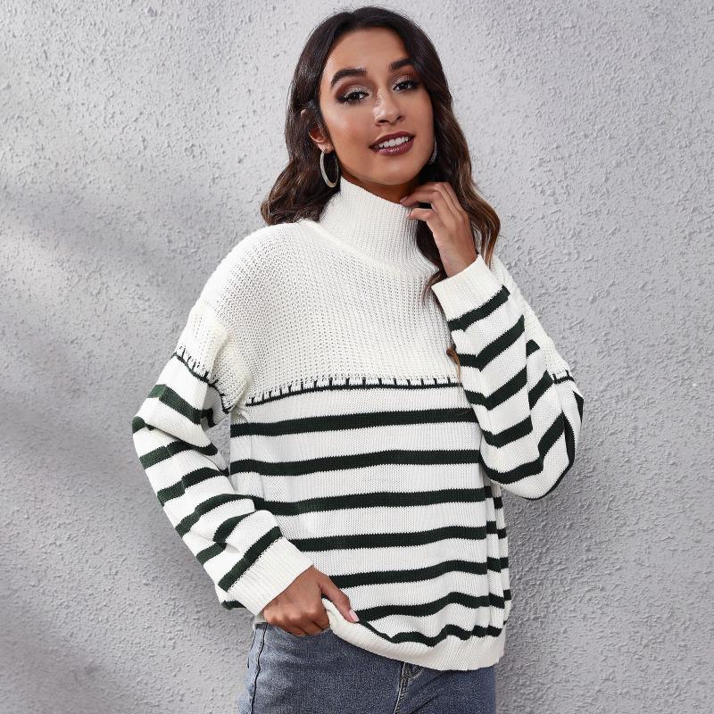 Women's Sweaters Turtleneck Sweater Women Knitting Striped Hollow Out Long Sleeve Loose Pullovers Top Autumn Winter Casual Warm 2022, White;black
Women's Sweaters Turtleneck Sweater Women Knitting Striped Hollow Out Long Sleeve Loose Pullovers Top Autumn Winter Casual Warm 2022, White;black