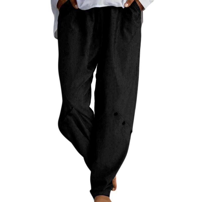 Solid Color Womens Pants Buttons High Waist Casual Baggy Sweatpants Plus Size Autumn New Fashion Ladies Long Trousers, Black
Solid Color Womens Pants Buttons High Waist Casual Baggy Sweatpants Plus Size Autumn New Fashion Ladies Long Trousers, Black