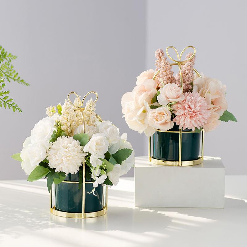Nordic Artificial Flower Set(Flower+Vase)Ceramic Metal Support Vase Rose Artificial Plants Potted Wedding Decoration Fake Flower
Nordic Artificial Flower Set(Flower+Vase)Ceramic Metal Support Vase Rose Artificial Plants Potted Wedding Decoration Fake Flower