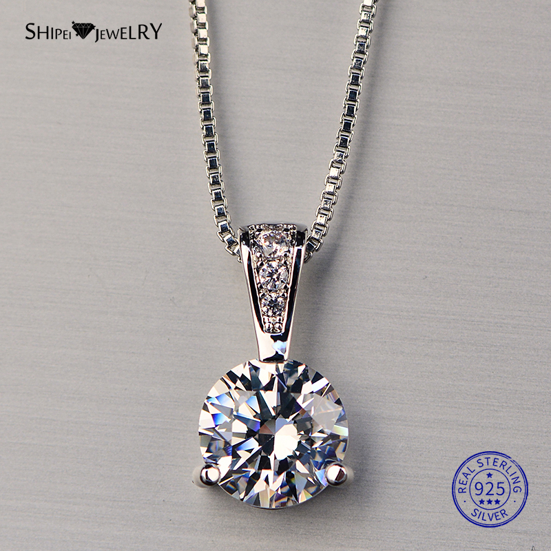 Shipei 925 Sterling Silver Necklace for Women Fine Jewelry Heart and Arrows Created Moissanite Pendant Necklace Birthday Gift LJ201009