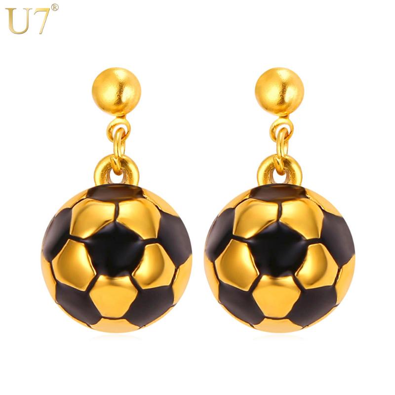 U7 New Soccer Ball Shaped Earrings Women Stainless Steel Gold Color Wholesale Sport Enamel Jewelry Trendy Drop Earrings E787
U7 New Soccer Ball Shaped Earrings Women Stainless Steel Gold Color Wholesale Sport Enamel Jewelry Trendy Drop Earrings E787