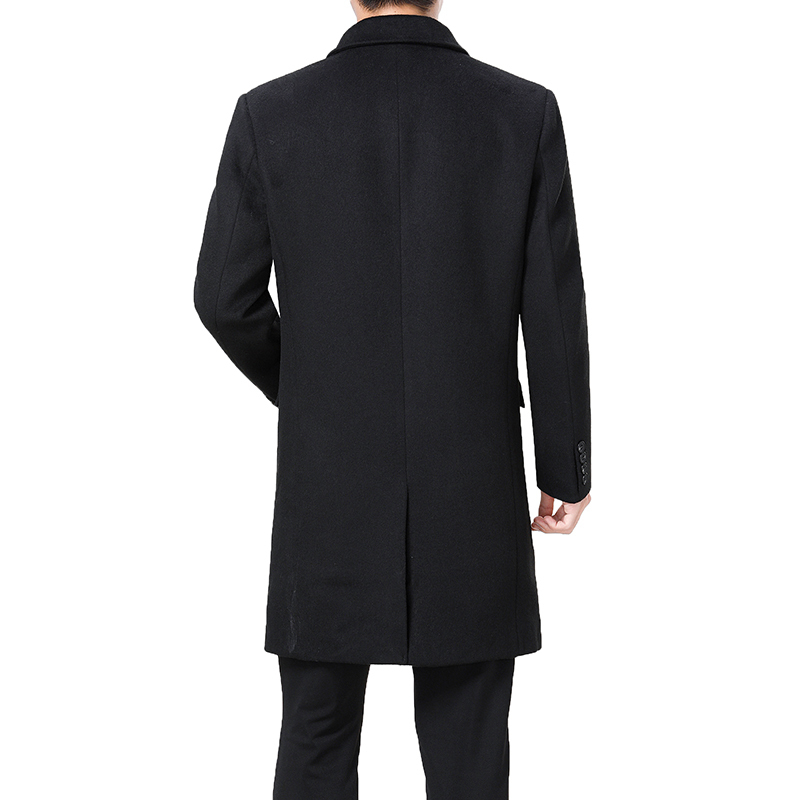 Woolen Winter Cashmere Pea Men Overcoat Long Jacket Wool Blend Coat Palto Erkek Mont Kaban 201128
