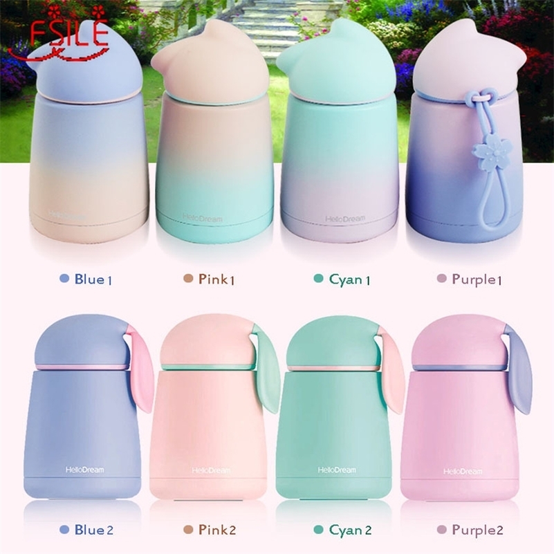 Cute Smart Cat Stainless Steel Thermos Mug Thermo Baby Child Cups Water Bottle Cartoon Cat Vacuum Flasks Thermoses Kid Drinkware 201204