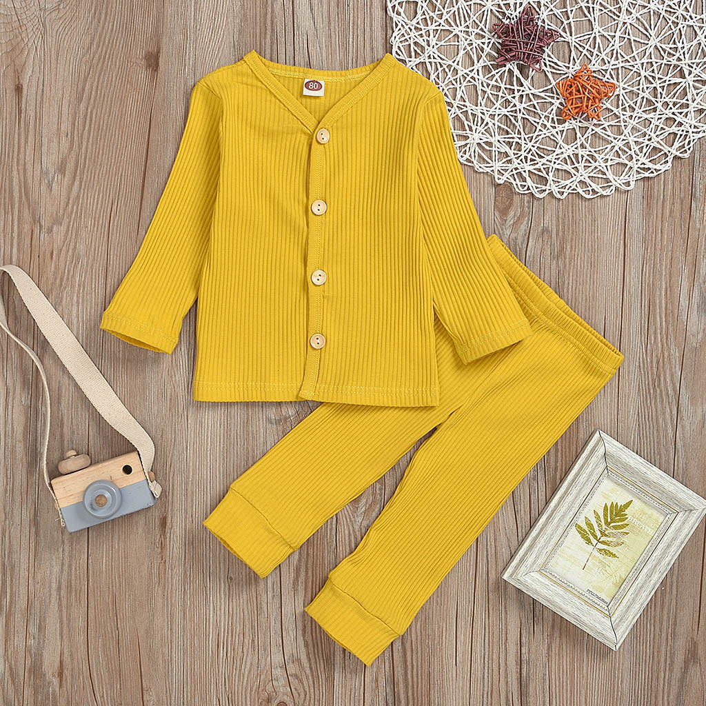 Newborn Baby Boy Clothes Solid Long Sleeve Tops + Pants Winter Clothes For Babies Fall Baby Sleeper Gown Infant Clothing Set 2T Y1105
