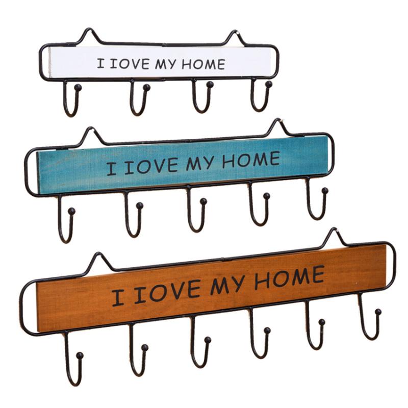 Wall 4/5/6 Hooks Rack With Wood Partition I LOVE MY HOME Entrance Fitting Room Coat Rack Wall Hanging Key Decorations
Wall 4/5/6 Hooks Rack With Wood Partition I LOVE MY HOME Entrance Fitting Room Coat Rack Wall Hanging Key Decorations