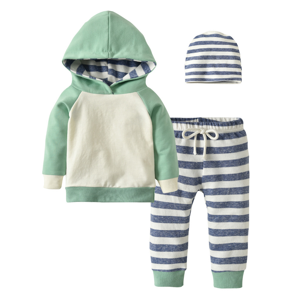 Infant Toddler Baby Boys Girls Autumn Clothing Sets Long Sleeve Hooded Sweatshirt Tops+Long Pants 3Pcs Newborn Clothes Outfits Y1105