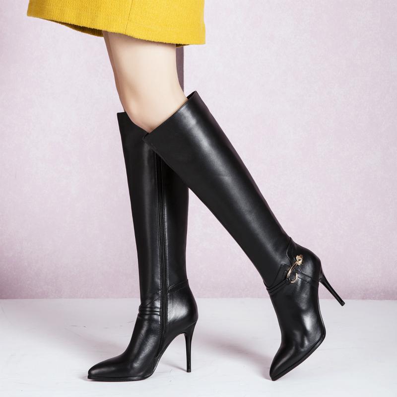 Genuine Leather Knee High Boots Women Fashion Pointed Toe High Heels Ladies Boots Shoes Women's Winter Autumn Black
Genuine Leather Knee High Boots Women Fashion Pointed Toe High Heels Ladies Boots Shoes Women's Winter Autumn Black